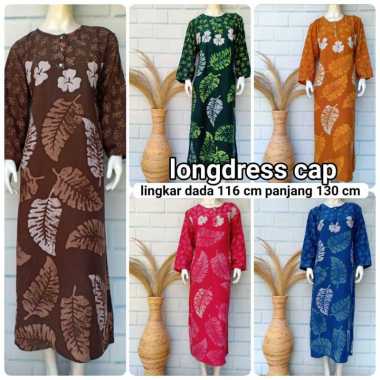 SNOEBEL DJ BATIK CAP DAUN DASTER IBU HAMIL LENGAN PANJANG JUMBO - LONGDRESS BATIK JUMBO XXL Multicol