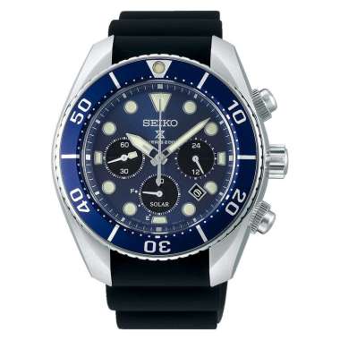 Jam Tangan Pria Seiko Prospex SSC759J1 Sumo Solar Chronograph Blue Navy Dial Black Silicone Strap Hi