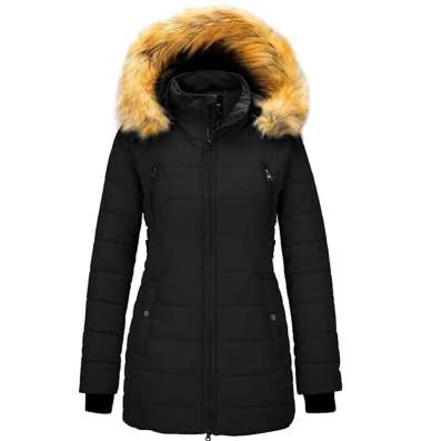 Jaket Winter Cewek Hoodie Bulu S Hitam
