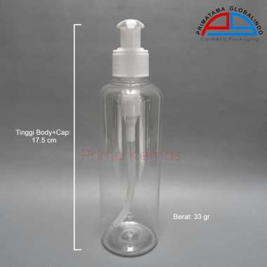 Botol 250 ml Natural + Pump Lotion 24/410 AG (neck lock) - botol sabun - botol kosmetik Prima Kemas 