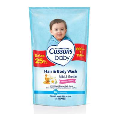 harga Cussons Baby Hair and Body Wash Mild Gentle Refill [ 600+150ml ] Sabun Shampo Bayi Biru Blibli.com