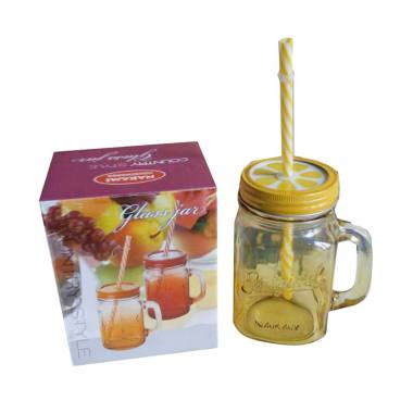 Nakami Gelas Toples Plus Sedotan - Kuning