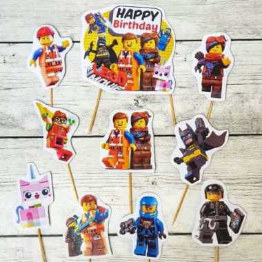 satu set topper toper cake hiasan kue ulang tahun karakter lego