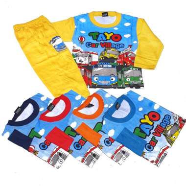 Baju Tidur Setelan Piyama Anak Laki-laki Perempuan Kartun Bis Kecil Tayo The Little Bus Keren 2 tahu
