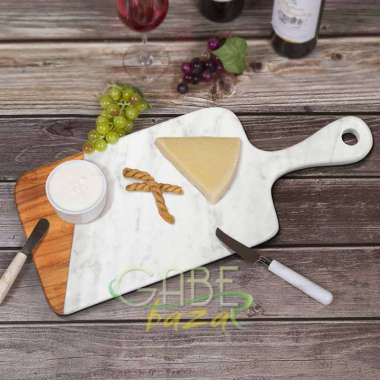 Talenan Marmer Kayu Jati Paddle Besar Natural
