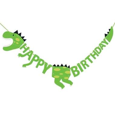 Balonasia Banner Dino Lucu Ulang Tahun Anak - Hijau