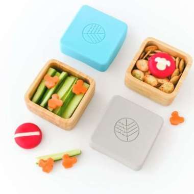 Ecorascals Bamboo 2 Snack Pots Pink & Grey