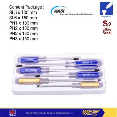 Obeng Kristal Handle (S2) Set 6Pcs American Tool 8957670