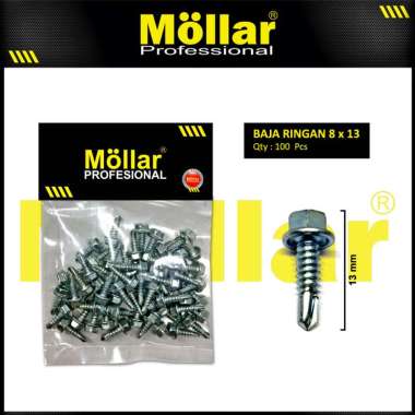 MOLLAR 93-001 Skrup Roofing 8 x 1/2 Baut Sekrup Baja Ringan - 100 pcs