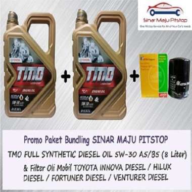 Paket Bundling Oli TMO DIESEL 5W-30 SYNTHETIC 8 Liter & Filter Oli Mobil TOYOTA INNOVA DIESEL & TOYO