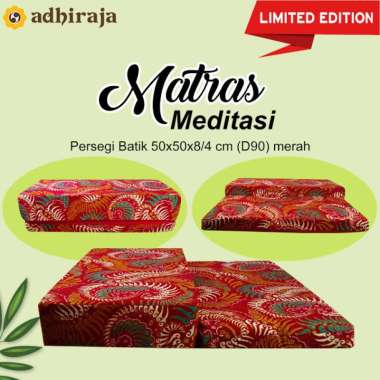 Matras meditasi persegi Batik 50x50x8/4 cm merah