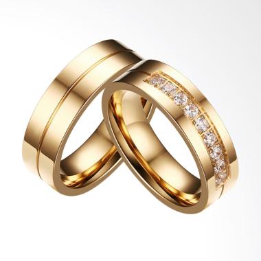 CDHJewelry CC052 Cincin Couple Titanium Anti Karat (Female 6 & Male 9)