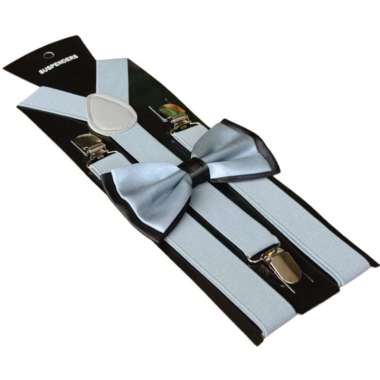 ROBB - PAKET suspender + bow tie - suspender + dasi kupu - bretel pantalon SILVER