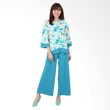 Jfashion Blouse Bunga Dan Celana Kulot Setelan Pakaian Wanita - Fitri Tosca