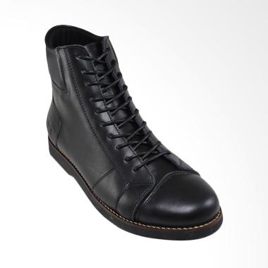 Sauqi Footwear Bally Boots Kulit Sapi Asli Sepatu Pria - Black