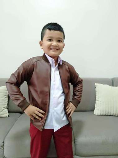 Jaket Anak Branded - Jaket Anak Lucu - Jaket Boboiboy Semi Kulit Jk-68 Jaket Motor XXXL Cokelat