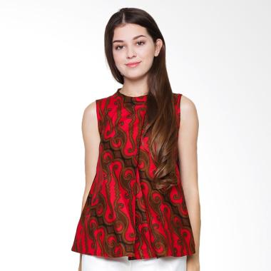 FBW Ballina Front Pleat Parang Batik Blouse Atasan Wanita - Merah