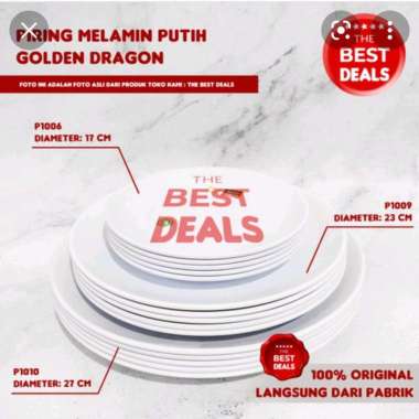 Piring Bulan Premium Melamin Golden Dragon 10" Piring Hitam Oriental Jepang Cafe Resto Piring Putih 