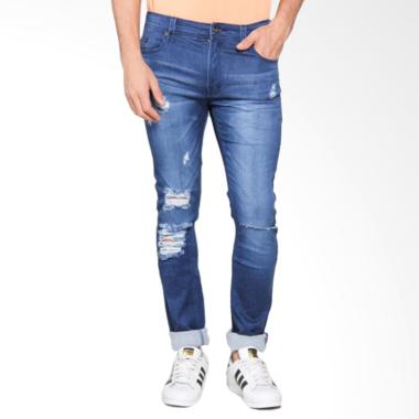 Bronco Slim Fit Ripped Soft Jeans Celana Panjang Pria - Blue 4162