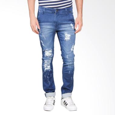 Bronco Slim Fit Ripped Soft Jeans Celana Panjang Pria - Blue 4164