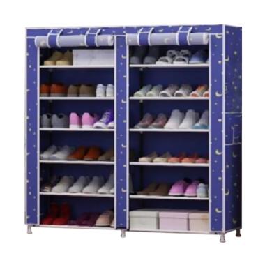 Home-Klik Motif Bintang Shoe Rack 1 ... t Cover Rak Sepatu - Biru