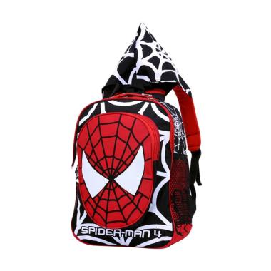 Garsel Spiderman Tas Sekolah Anak Laki-Laki with Hoodie - Black Red