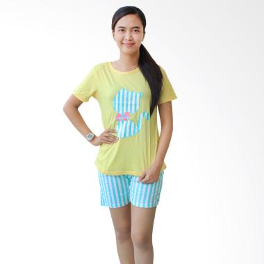Aily 59 Setelan Baju Tidur Celana Pendek Wanita - Kuning