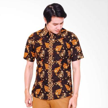 Jayashree Astra Slimfit Short Sleeve Kemeja Batik Pria - Black Gold