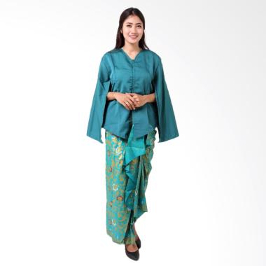 Batik Distro BA8770 Kaftan Setelan Pakaian Batik Wanita - Biru