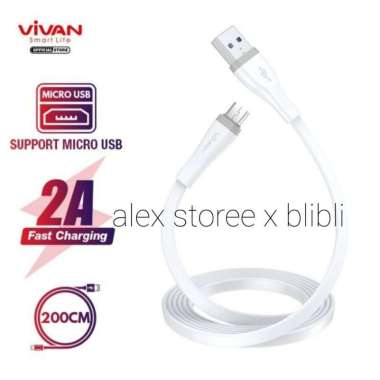 Vivan SM200S Kabel Data Micro USB 2M 2 Meter 200cm Quick Charge 2A Cable Android MicroUSB