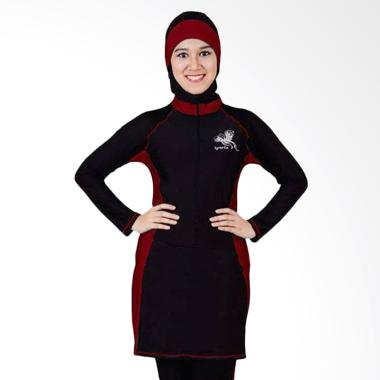 SPORTE Baju Renang Muslimah - Hitam Maroon [SP 03]