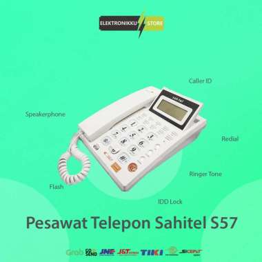 Telepon Kabel Sahitel S57 Single Line - Telepon Kabel Rumah Kantor - White Putih