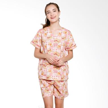 Just Fashion Katun Piyama Baju Tidur Wanita - Pink Orange Deer