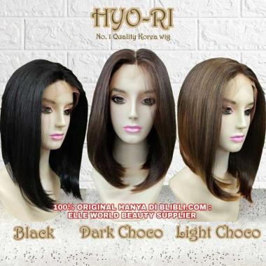 RAMBUT PALSU LACE FRONT WIG LACE FULL WIG WANITA PENDEK 40 CM LURUS BOB HITAM COKLAT WIG CEWEK KOREA