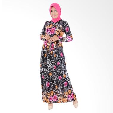 Jfashion Corak Bunga Maxi Long Dress Gamis Muslim - Fatimah Pink