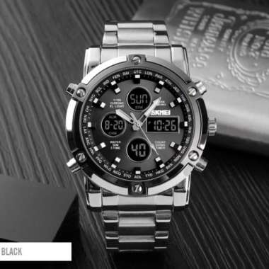 Skmei Digital Jam Tangan Pria [SKMEI 1389] Silver/ Black