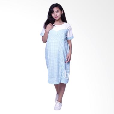 Mama Hamil DRO 878 Kotak Fany Baju Dress Ibu Hamil dan Menyusui - Biru Mama Hamil DRO 878 Kotak Fany Baju Dress Ibu Hamil dan Menyusui - Biru