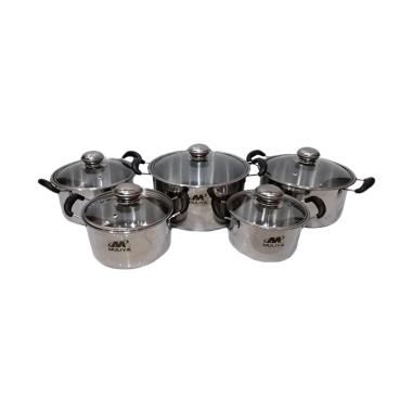Muliya Stainless Steel Tutup Kaca Set Panci - Silver.