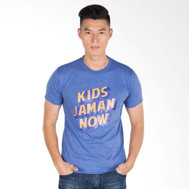 Trending Graphic Print Kids Jaman Now T-Shirt Pria - Biru