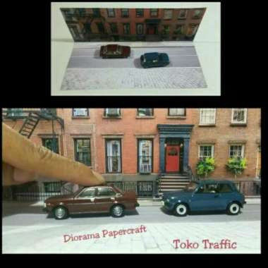 Kode M diorama papercraft Gedung Jalan skala 1/64 Diorama Photography