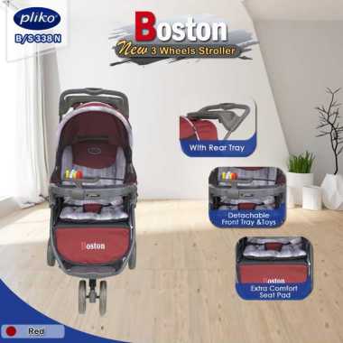 JBS - Stroller bayi pliko boston PK 338 dorongan bayi stroller roda tiga merah