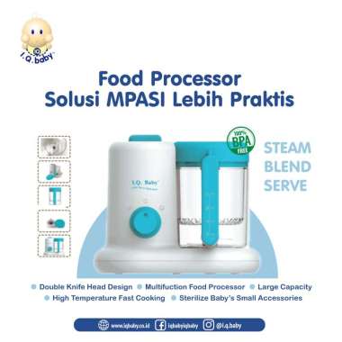 I.Q. BABY Food Processor, Blender, Chopper, Steamer, Egg Cooker BIRU