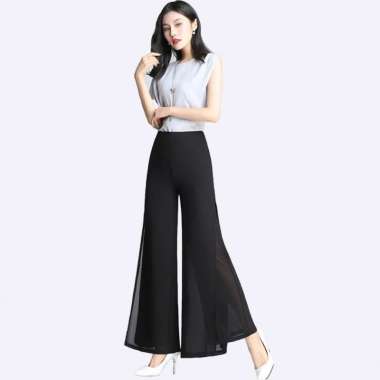 Celana Panjang Sifon gaya korea wanita dewasa - Jfashion Mayu M Hitam