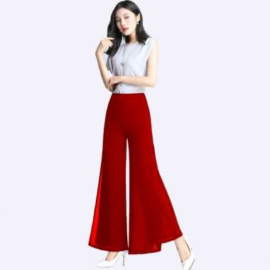 Celana Panjang Sifon gaya korea wanita dewasa - Jfashion Mayu M Merah