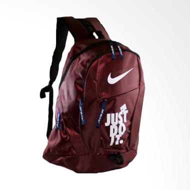 NIKE Just Do It Tas Ransel Pria - Maroon + Free Rain Cover