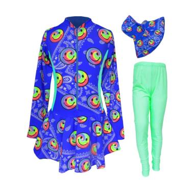 Rainy Collections Motif Smiley Baju Renang Anak Muslim - Biru