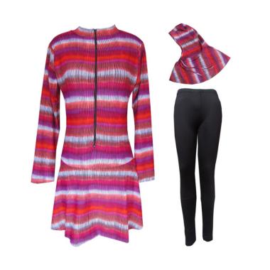 Rainy Collections Motif Garis Vertikal Baju Renang Muslim Dewasa