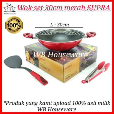 wajan set / kuali teflon / wok set 30cm SUPRA - Merah