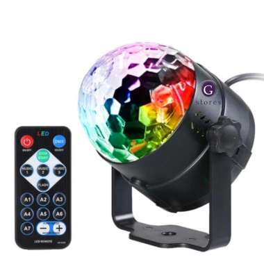 Lampu Cristal LED RGB Disco Putar Remote Control Rotating Crystal LED Party Light