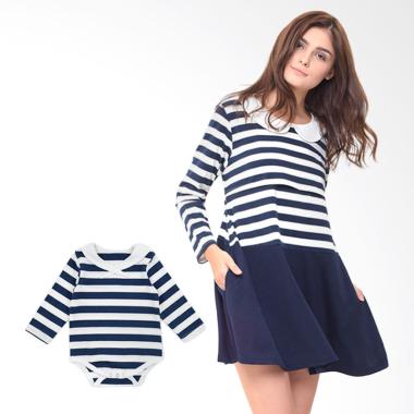 Mooimom Round Neck Long Sleeves Nur ... enyusui Couple - Navy Boy